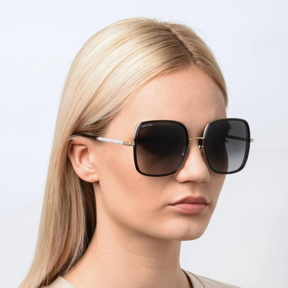 Jimmy Choo Women Black Gold Grey Square BRAND NEW Sunglasses JAYLA/S 02F7 - Picture 12 of 13
